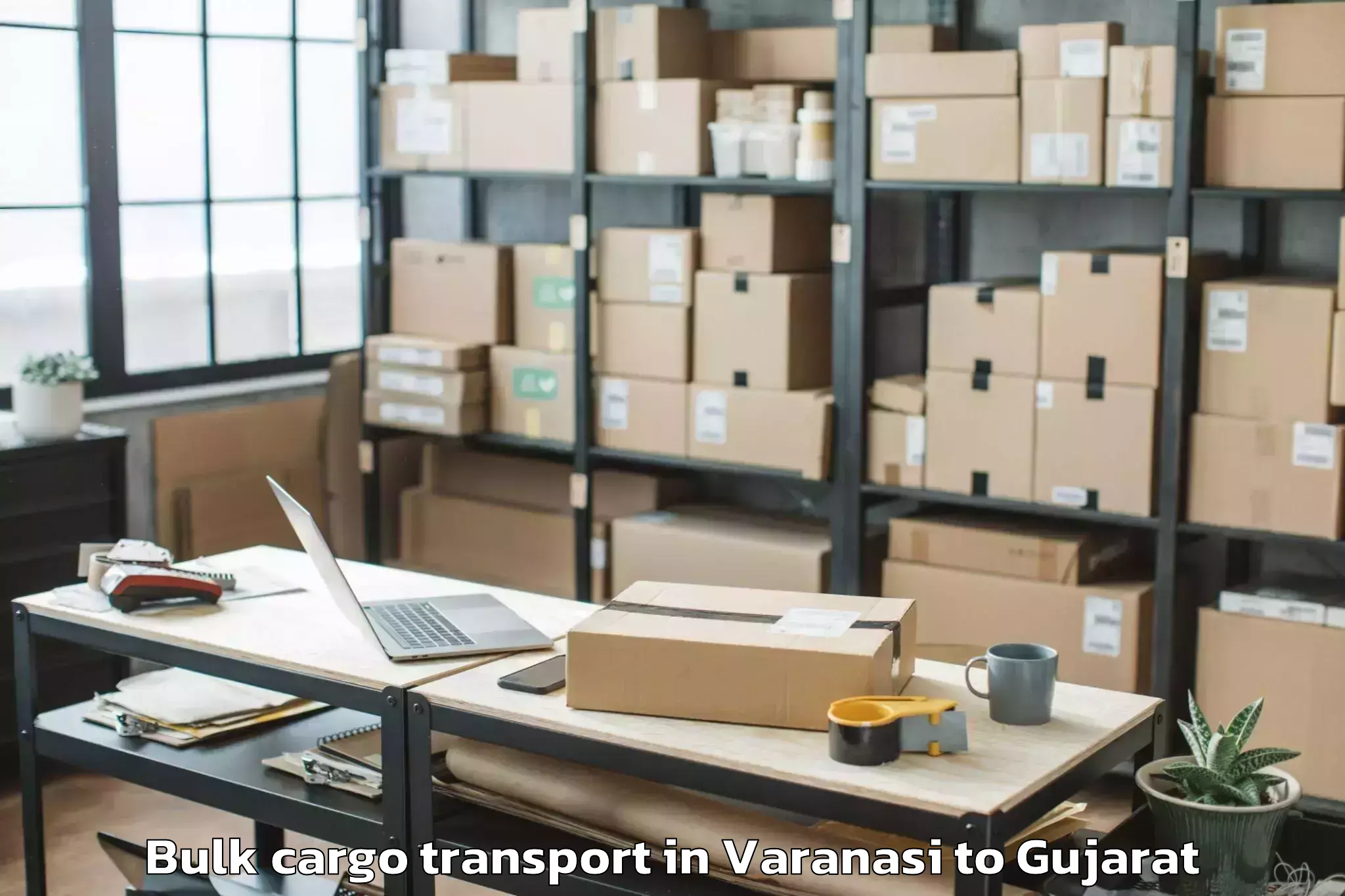 Book Varanasi to Gadhada Bulk Cargo Transport Online